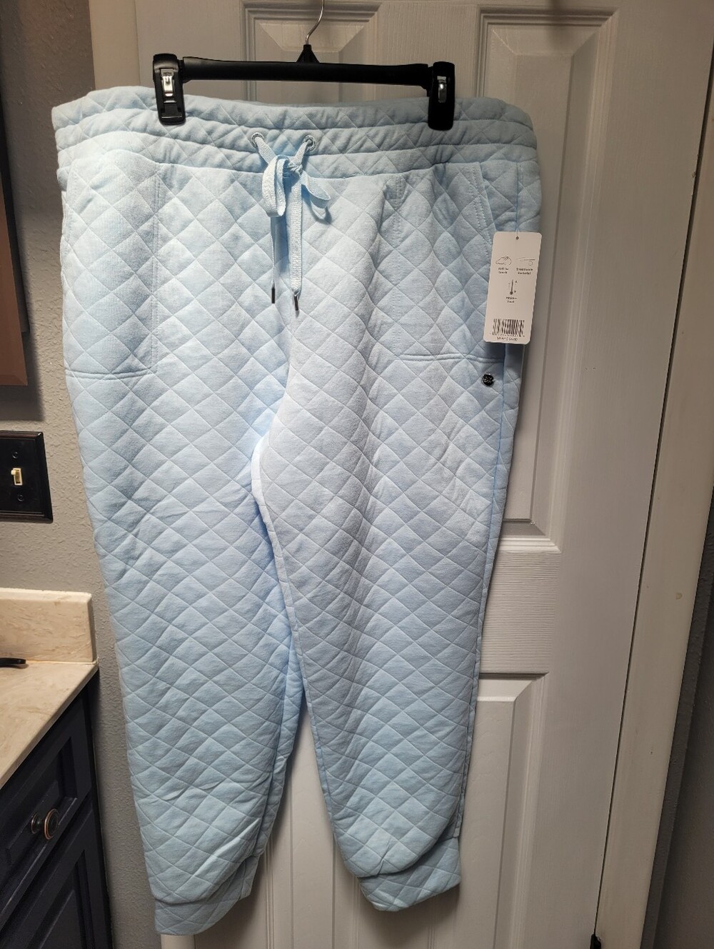 Jones New York Sport Women's Sky Blue Quilted Joggers Sz 3X